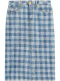 AMI Paris gingham denim pencil skirt - Blue