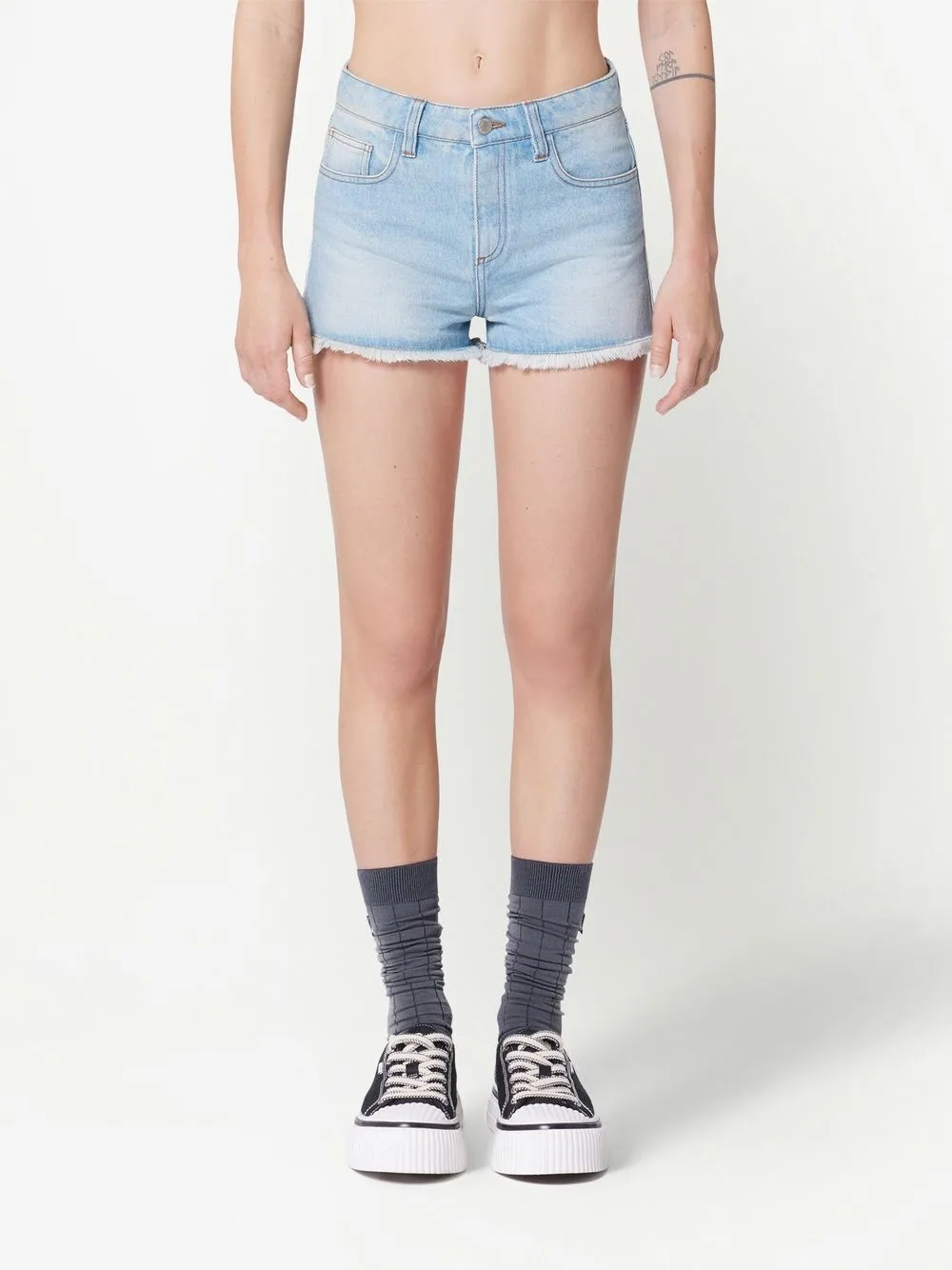 Shop Ami Alexandre Mattiussi Raw-cut Mini Shorts In Blue