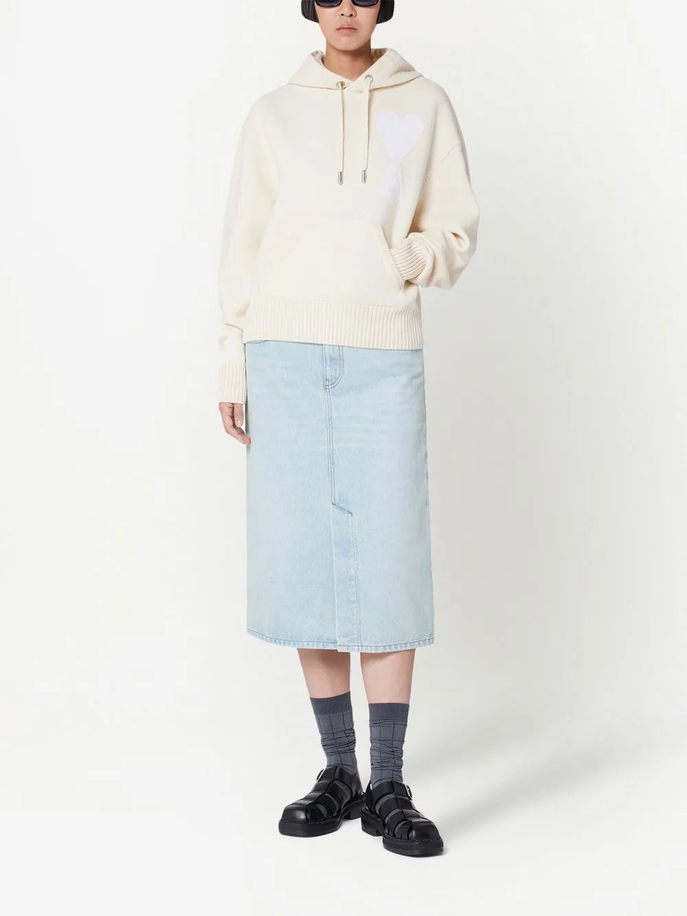 AMI Paris Denim midi-kokerrok - Blauw