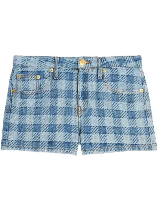 Checkered denim shorts on sale