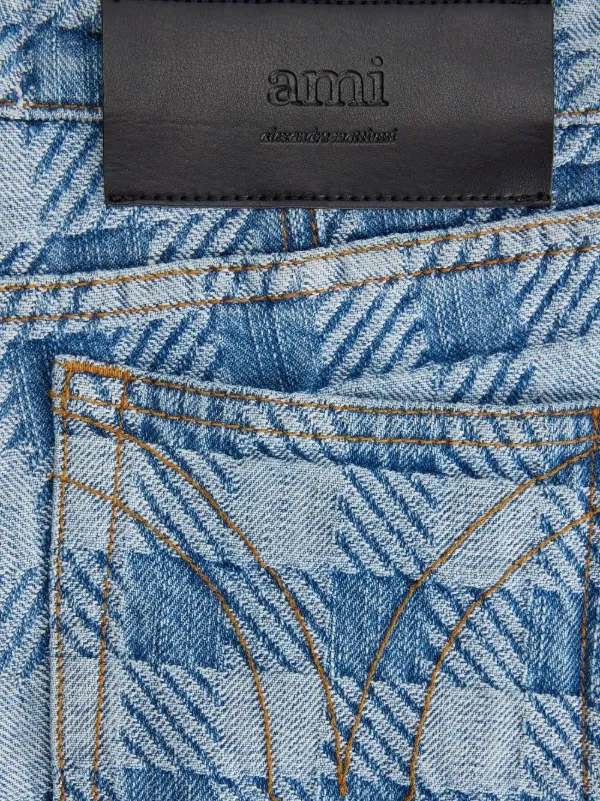 AMI Paris Mini Checkered Denim Shorts | Blue | FARFETCH