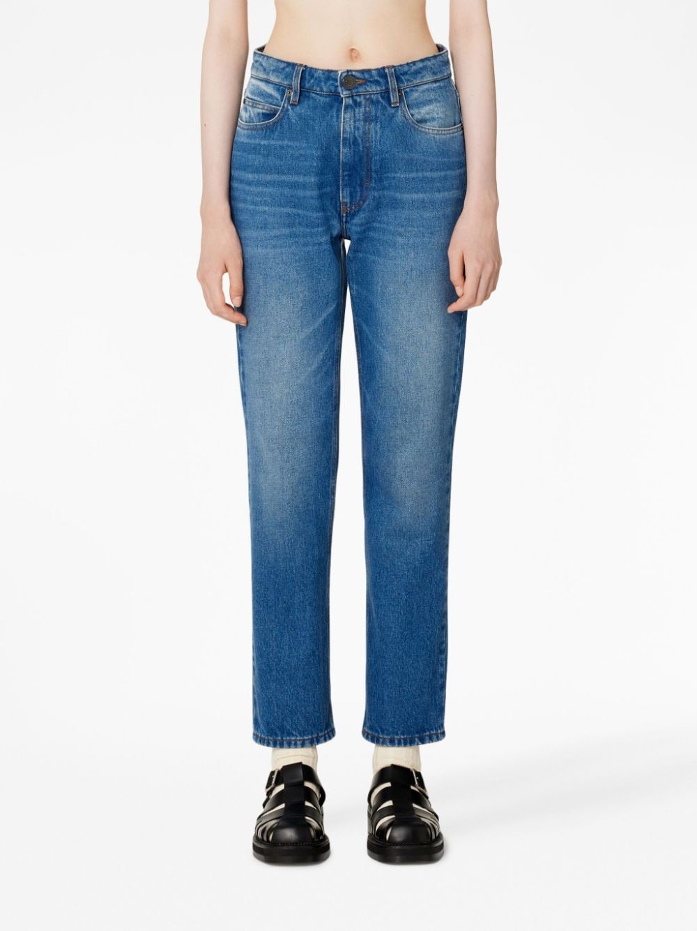 Shop Ami Alexandre Mattiussi Mid-rise Straight-leg Jeans In Blue
