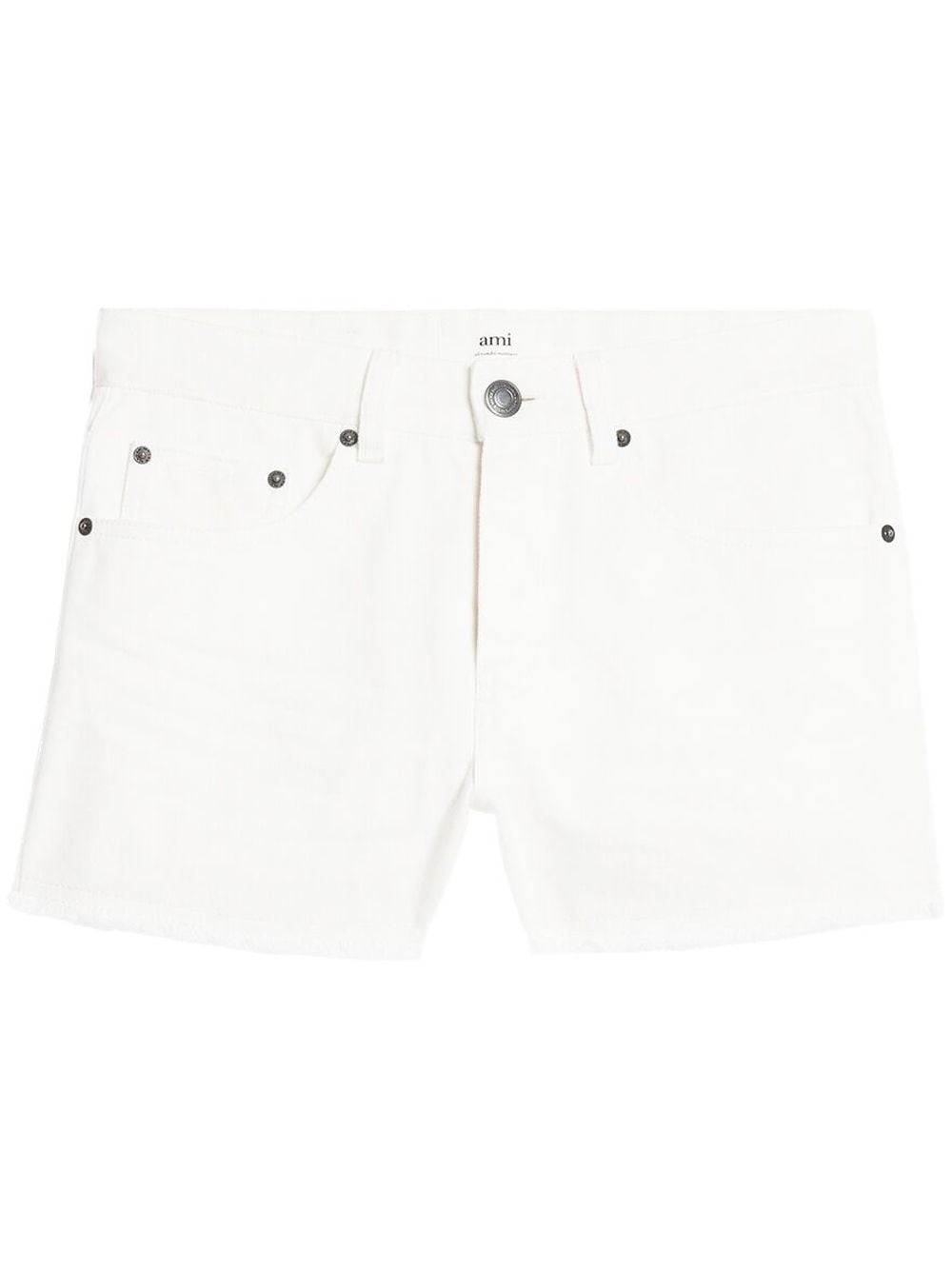 Shop Ami Alexandre Mattiussi Straight-leg Denim Shorts In White