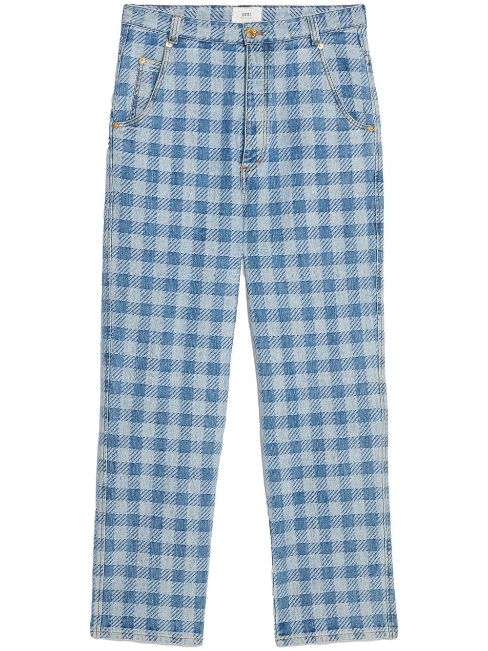AMI Paris Alex-fit checkered straight jeans - Blue
