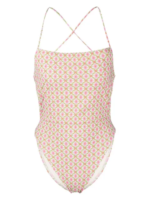 Tory Burch patterned cross-strap swimsuit