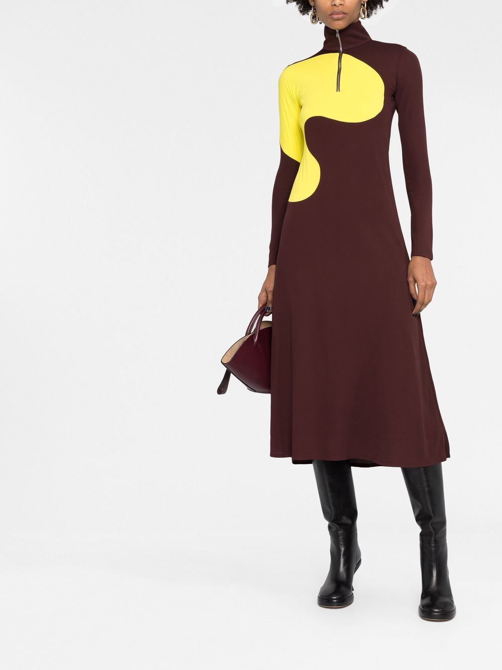 Tory Burch Jurk met colourblocking - Bruin