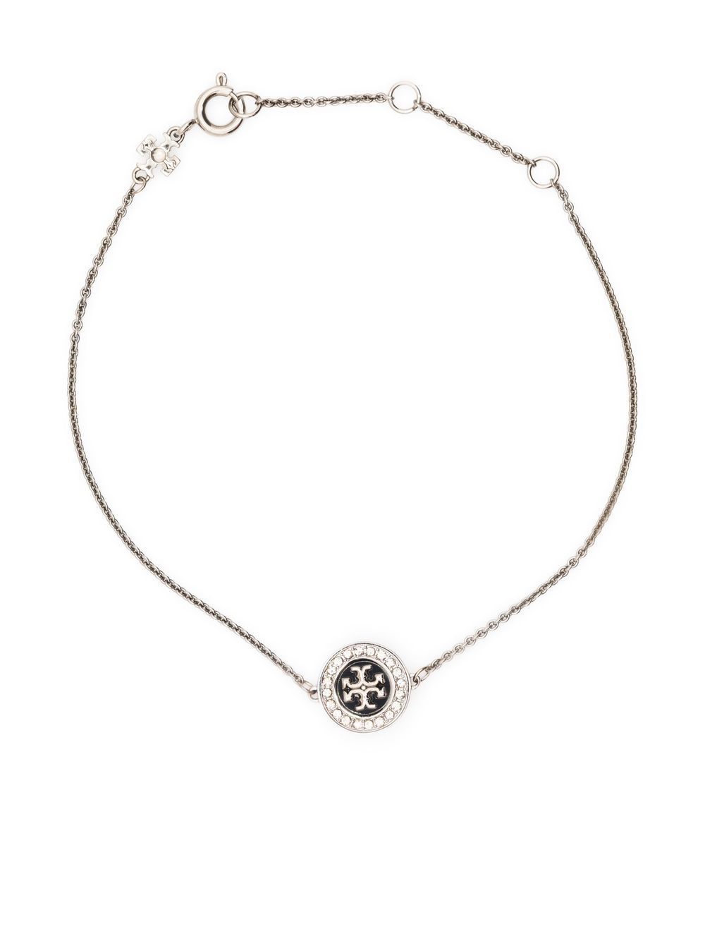 Tory Burch Crystal-embellished Logo-patch Bracelet In Silver | ModeSens