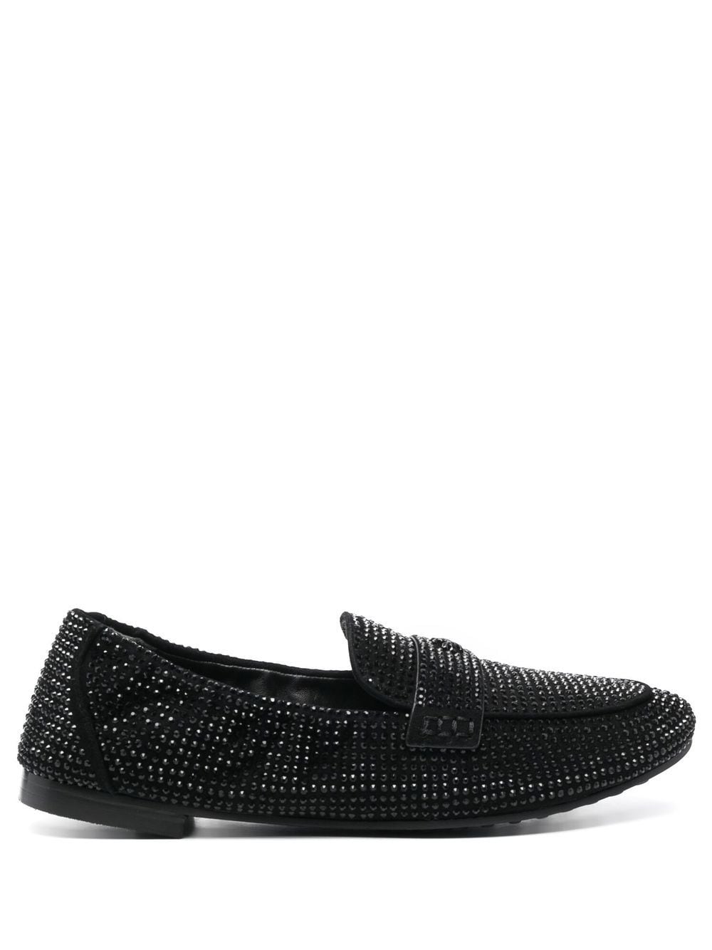 Shop Tory Burch Crystal Embellished Loafers In Black