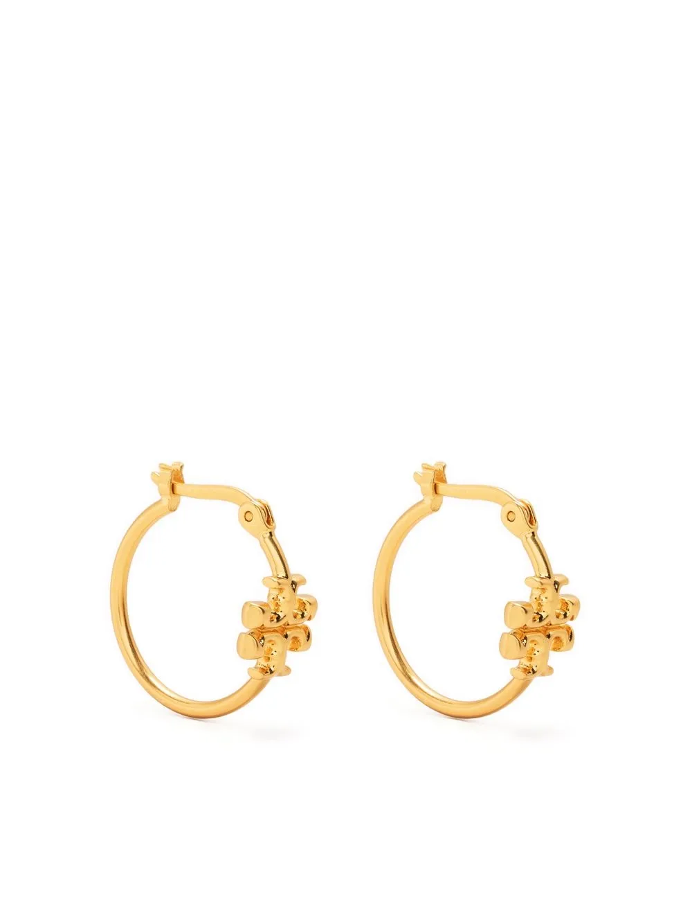 

Tory Burch logo-plaque hoop earrings - Gold