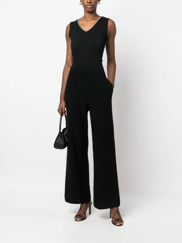 Fabiana Filippi bead-embellished V-neck Tank Top | Black