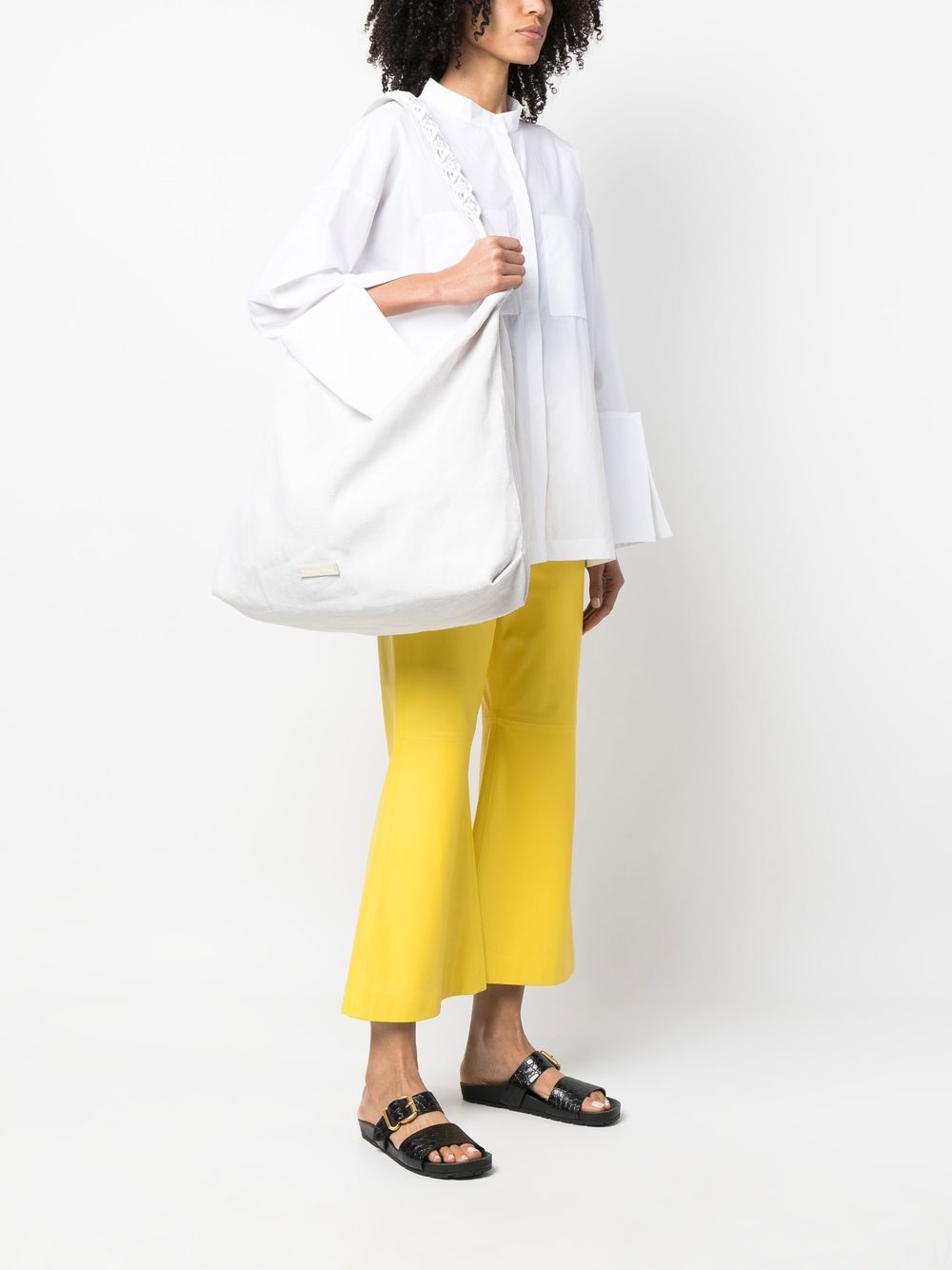 Shop Fabiana Filippi Macramé-strap Detail Luggage Bag In Neutrals