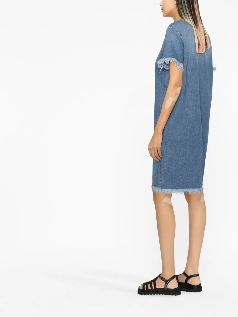 Fabiana Filippi Frayed Denim Dress In Blue