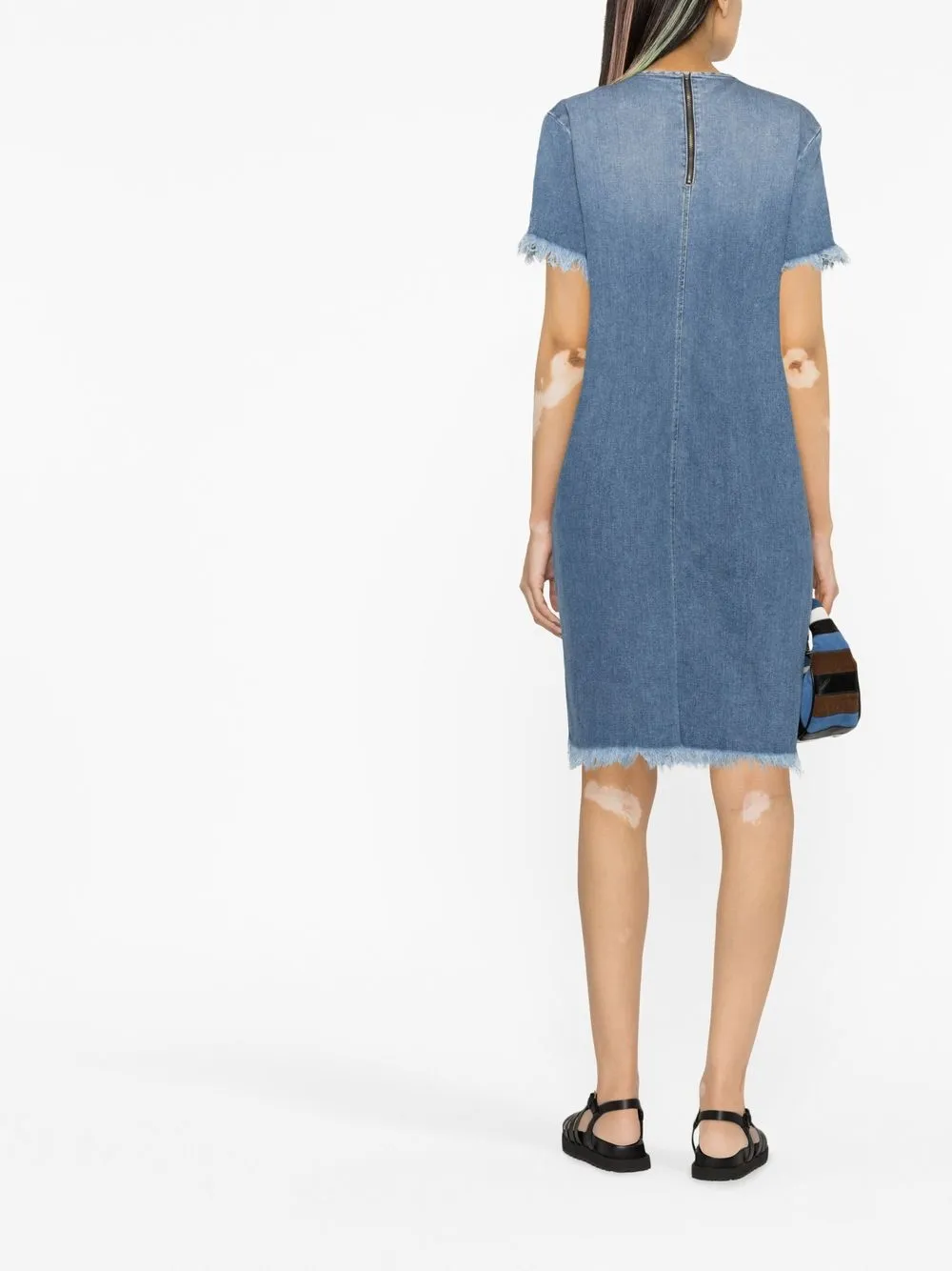 Fabiana Filippi Frayed Denim Dress In Blue