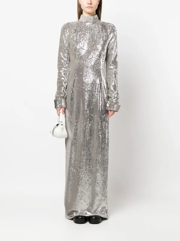 Givenchy オープンバック スパンコール ドレス | シルバートーン