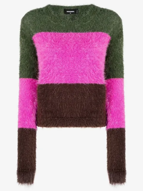 DSQUARED2 striped brushed-effect jumper