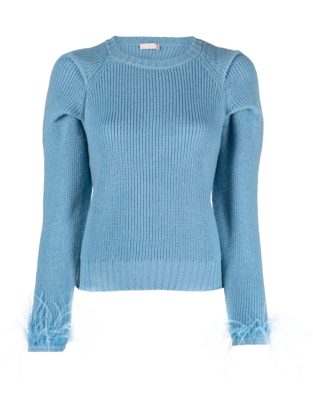 

LIU JO feather cuff detail knitted jumper - Blue