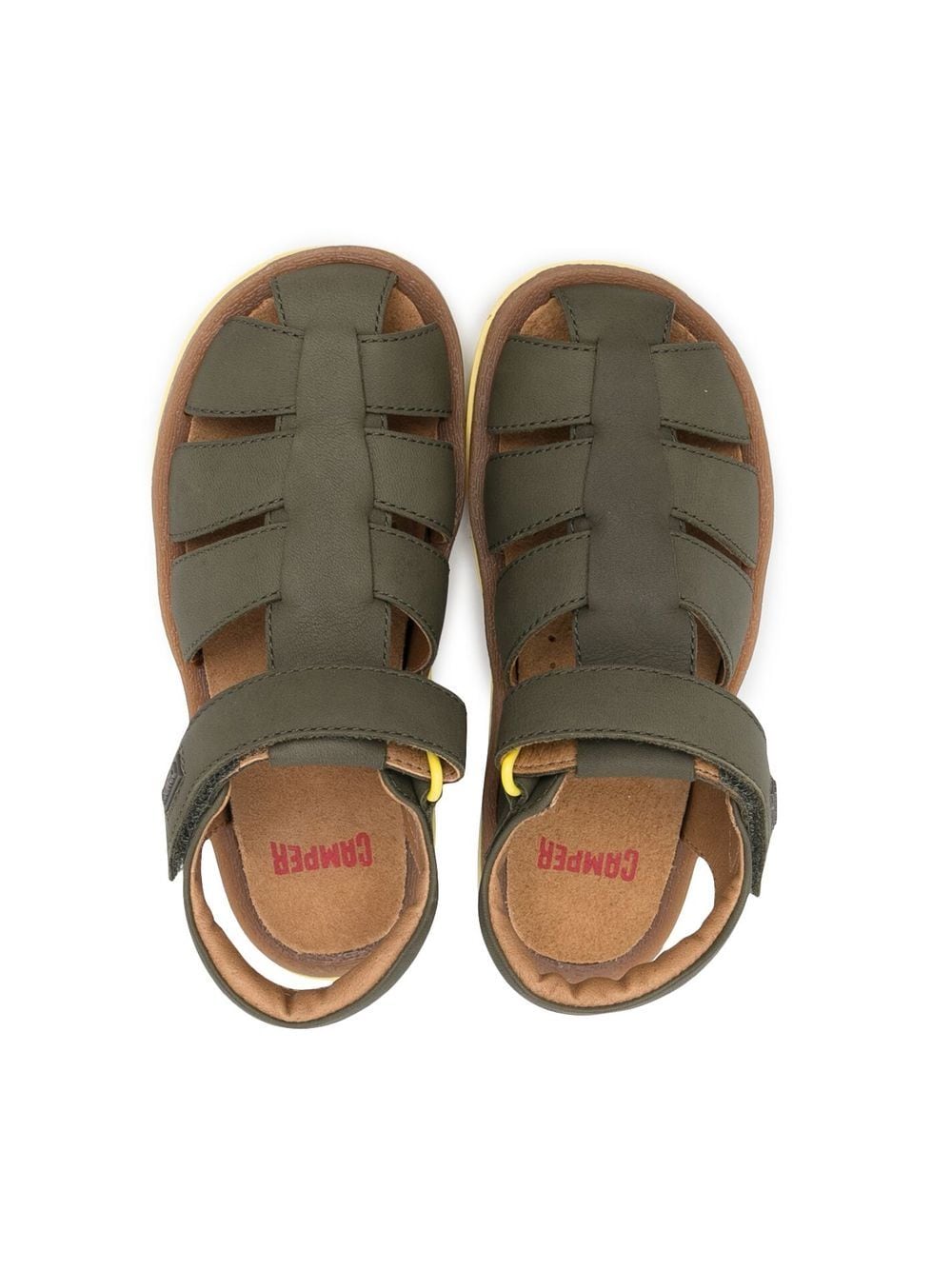 Shop Camper Bicho Touch-strap Leather Sandals In Green