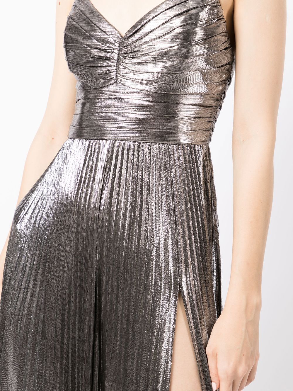 Shop Retroféte Cherith Pleated Dress In Silver