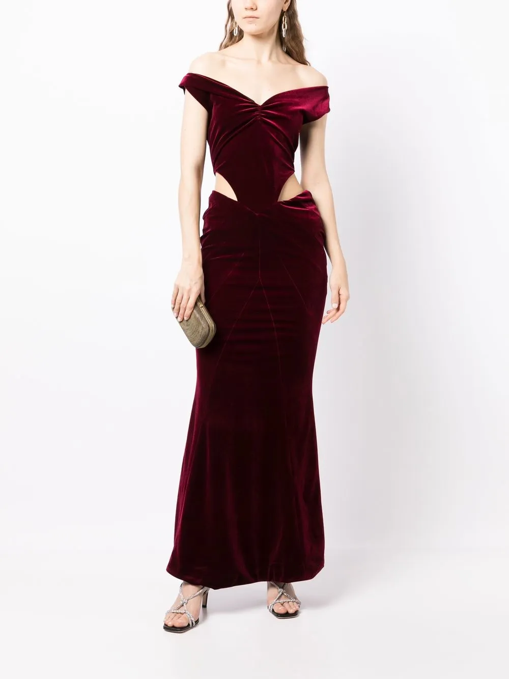 Retrofete Off-shoulder jurk - Rood