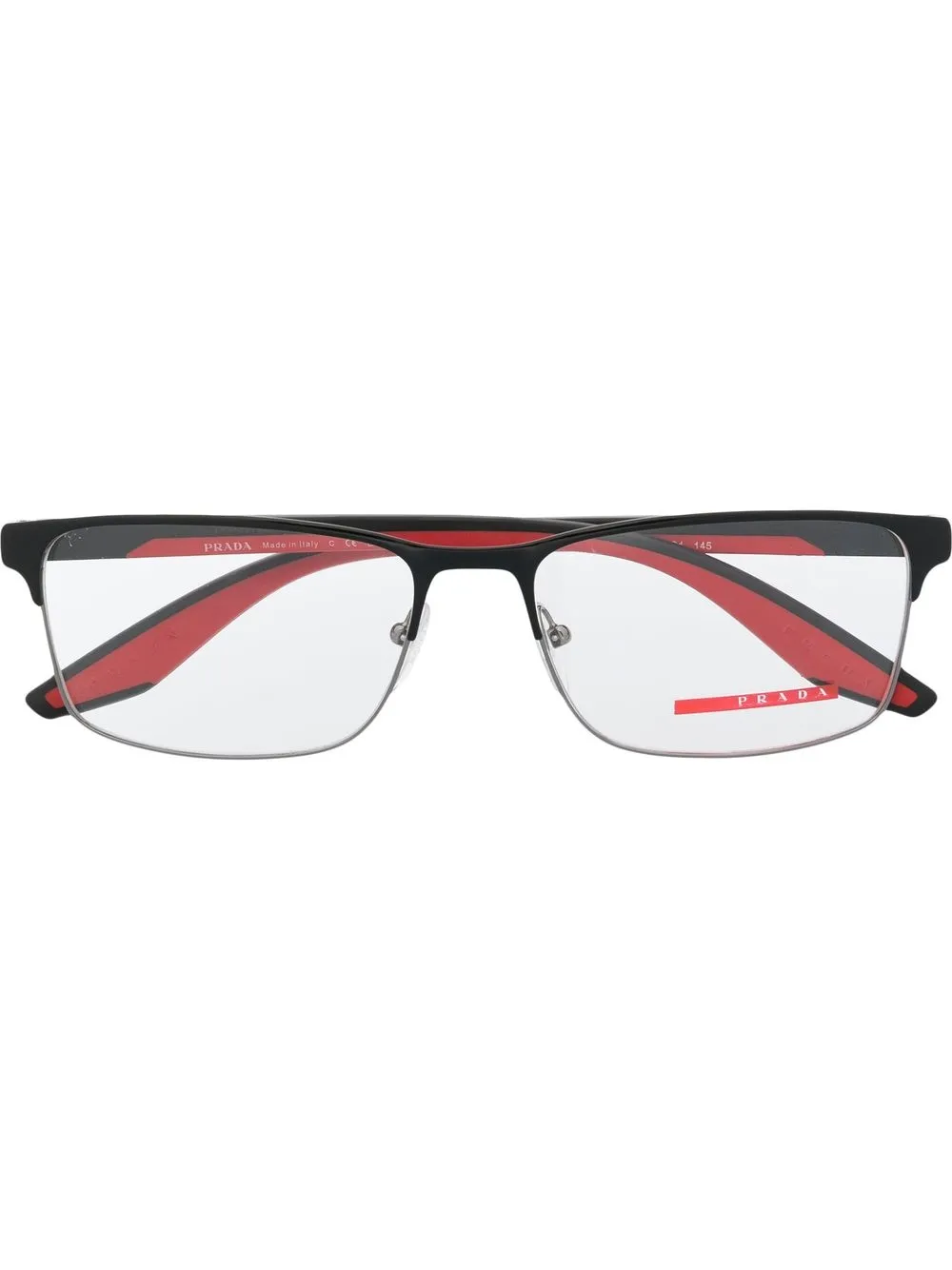 Prada Eyewear logo-plaque square-frame glasses | Black | Image 1
