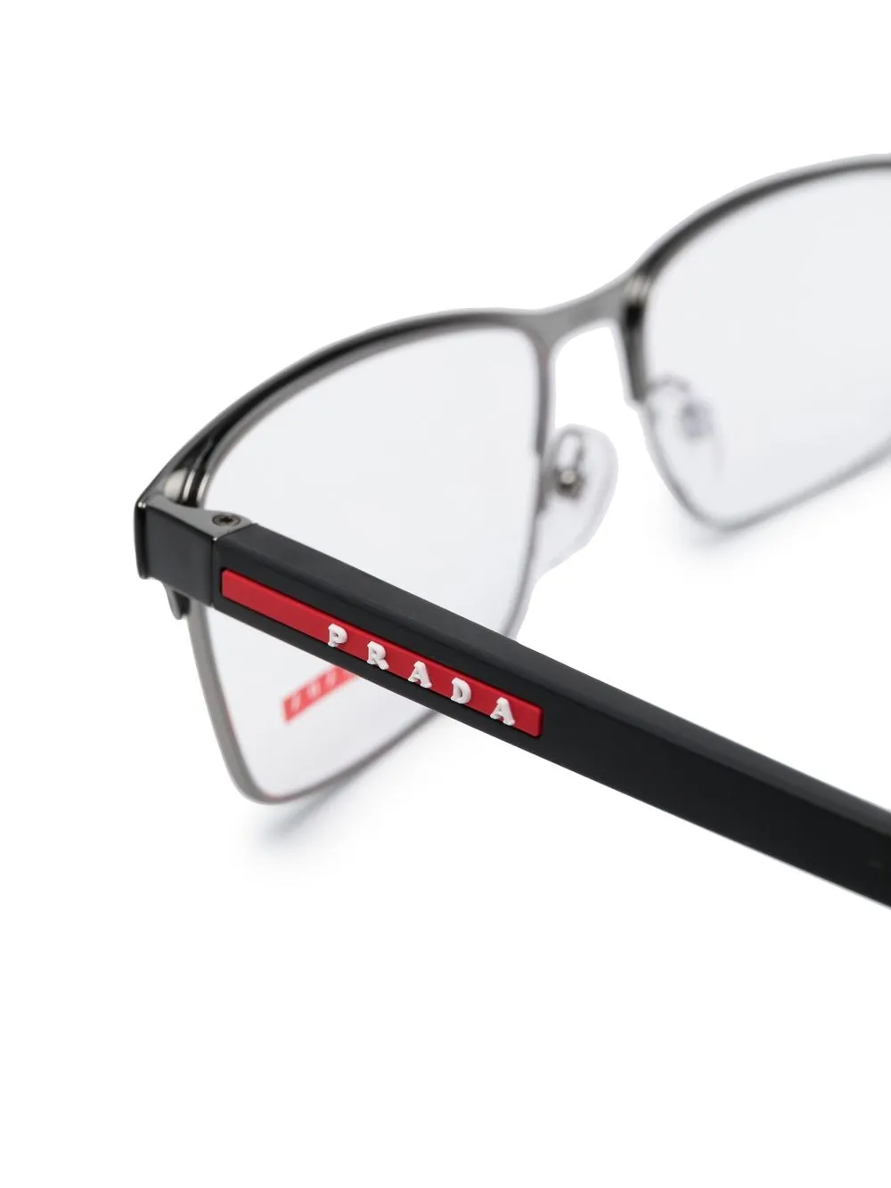 Prada Logo-plaque Square-frame Glasses In Black
