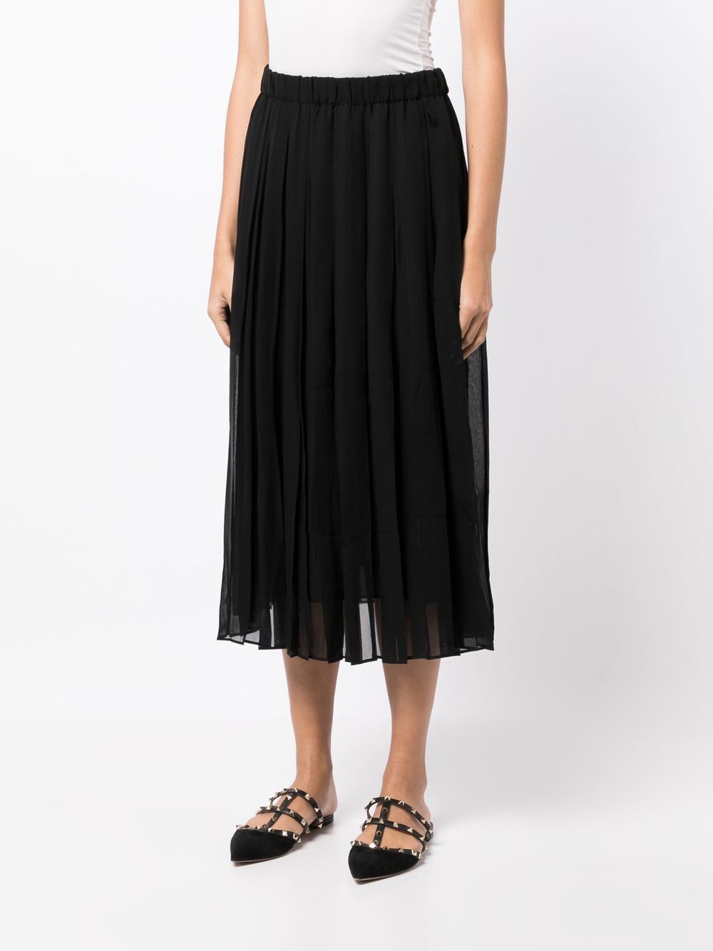 Pre-owned Gucci Sheer Gathered Midi Skirt In Black