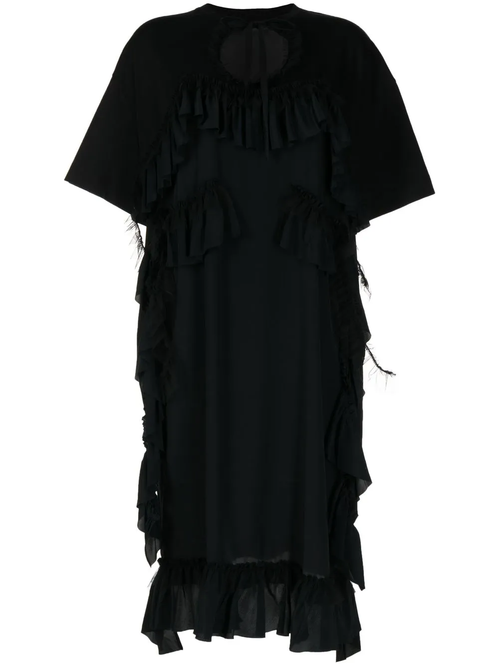 

Simone Rocha vestido estilo playera con aberturas y volantes - Negro