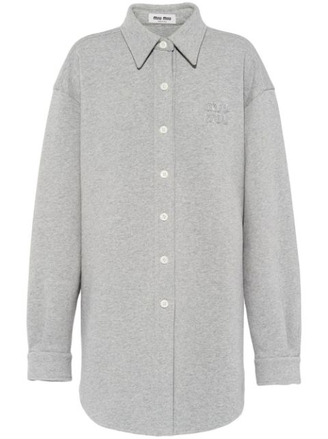 Miu Miu logo-embroidered oversized cotton shirt Women