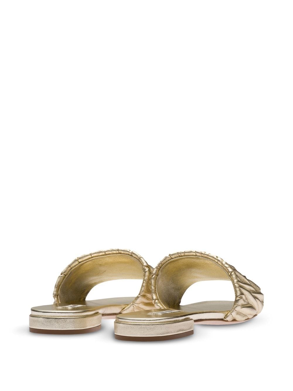 Shop Miu Miu Matelassé Nappa Leather Sandals In Gold