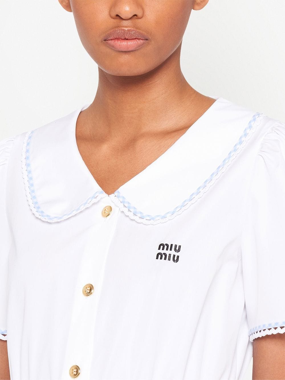 Miu Miu button-front Poplin Midi Dress - Farfetch