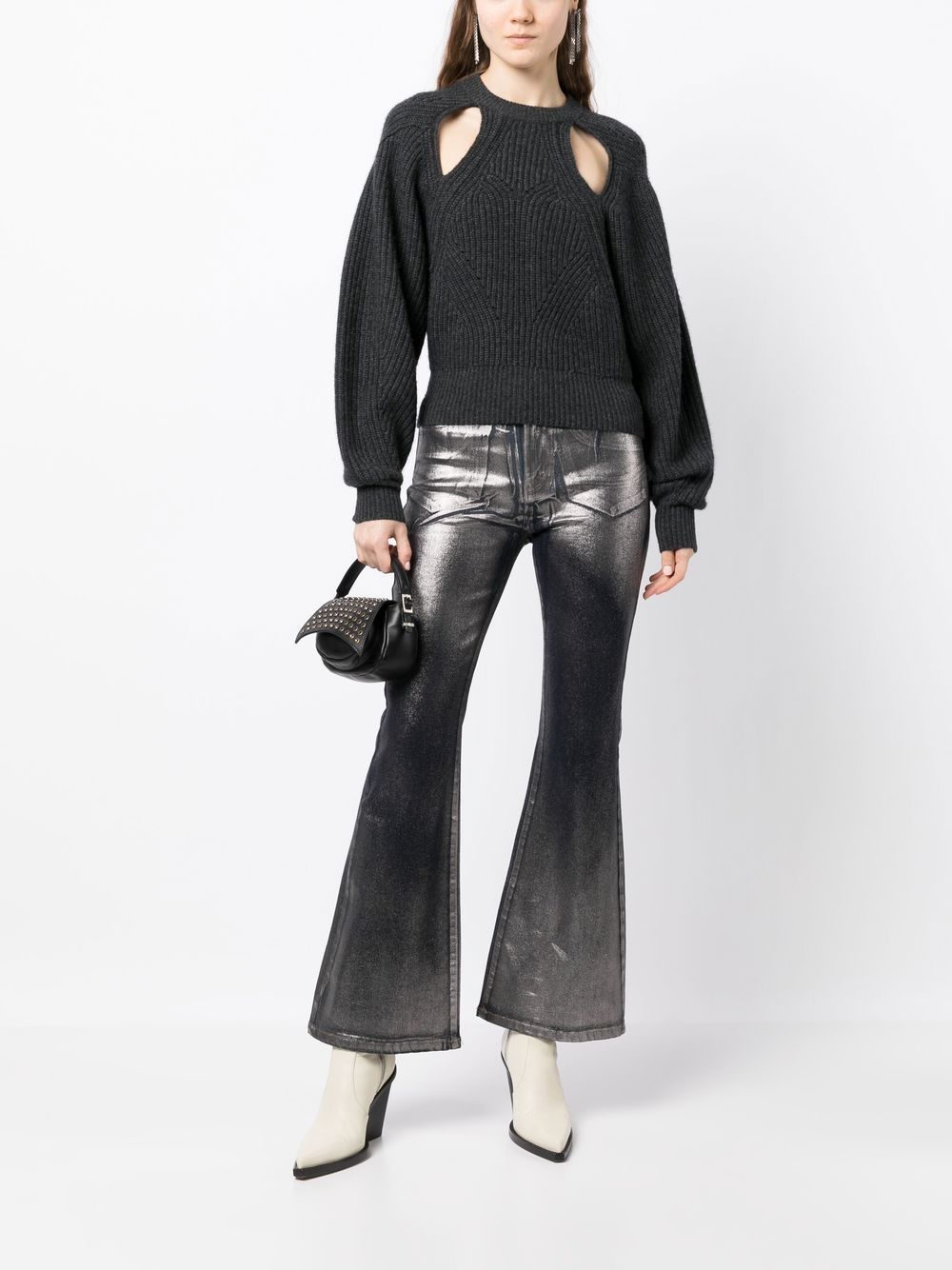 Shop Madison.maison Metallic-effect Laminated Jeans In Silver