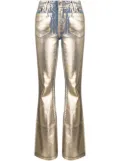 Madison.Maison metallic-effect laminated jeans - Gold