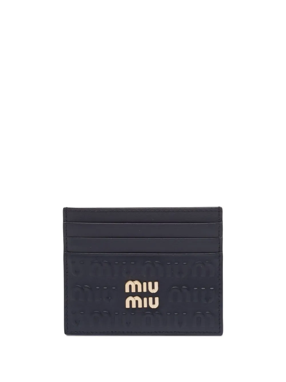 

Miu Miu logo-embossed leather card holder - Blue