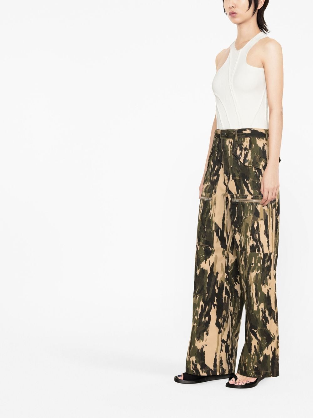 Shop Dion Lee Slouch-pocket Trousers In 绿色