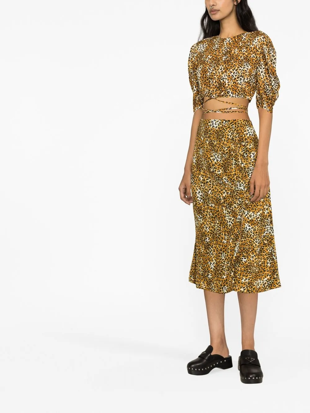 Maje Leopard Print Midi Skirt Farfetch