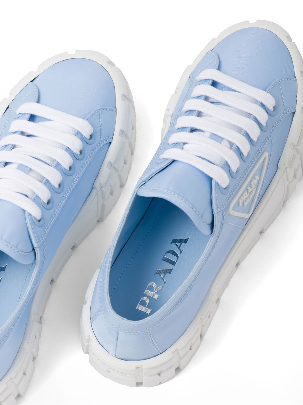 Shop Prada Double Wheel Low-top Sneakers In Blue