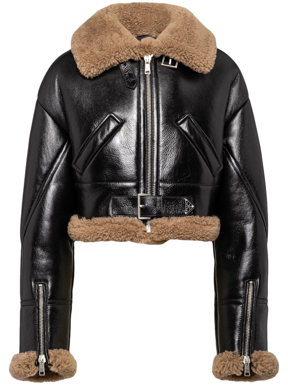 Prada cropped shearling jacket – Black