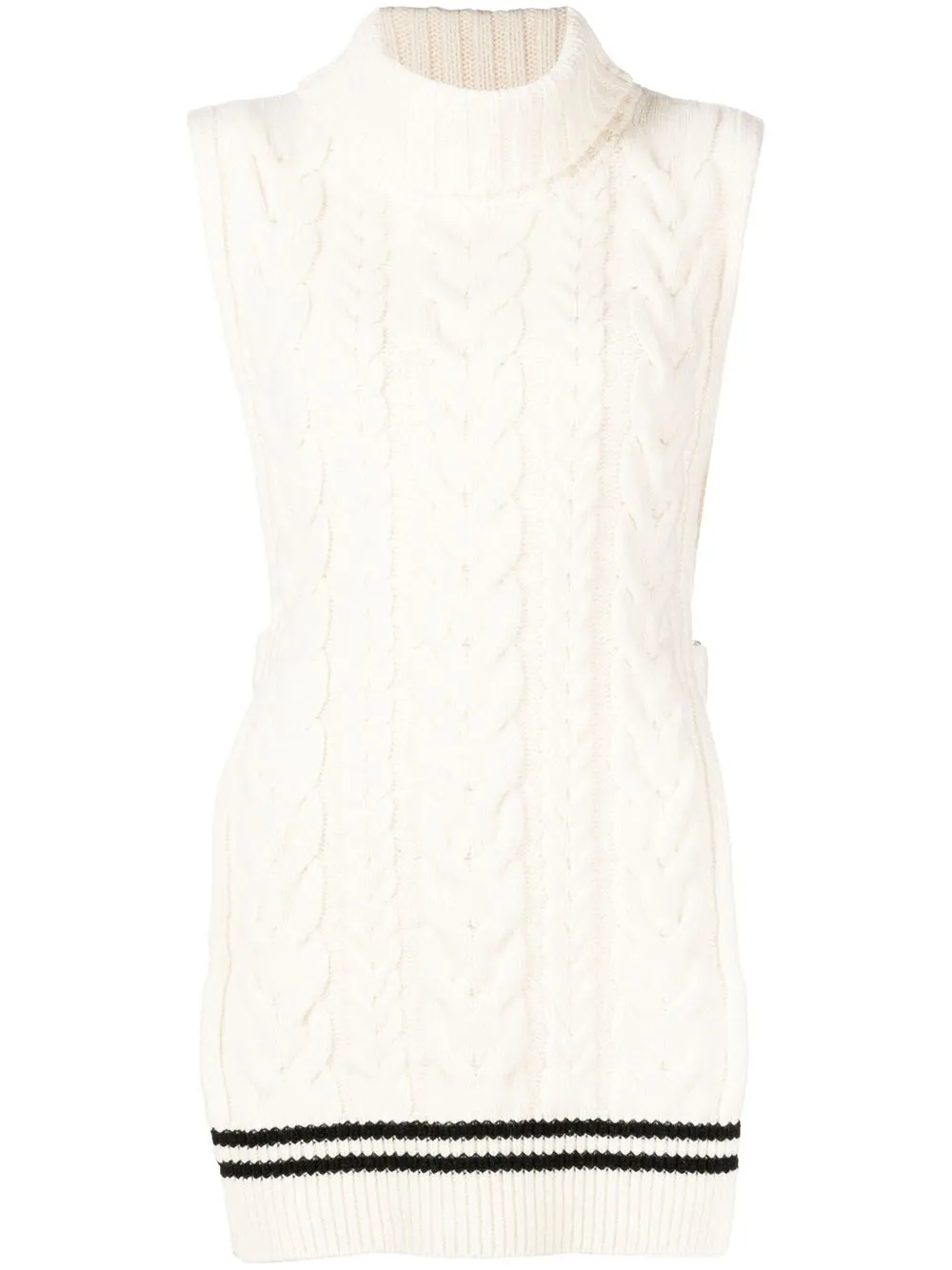 

Y's cable-knit roll neck sleeveless vest - White