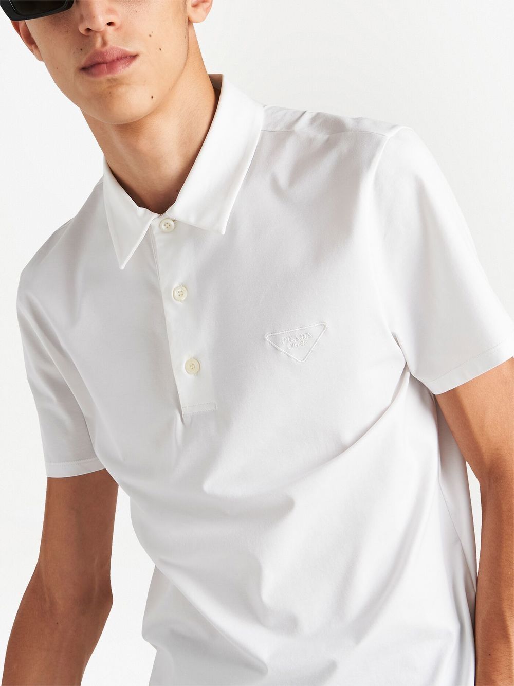 Shop Prada Cotton Polo-shirt In White