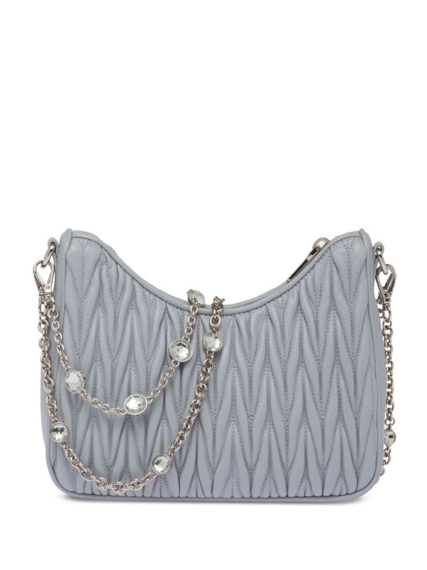 Miu Miu Matelassé rhinestone-strap Shoulder Bag - Farfetch