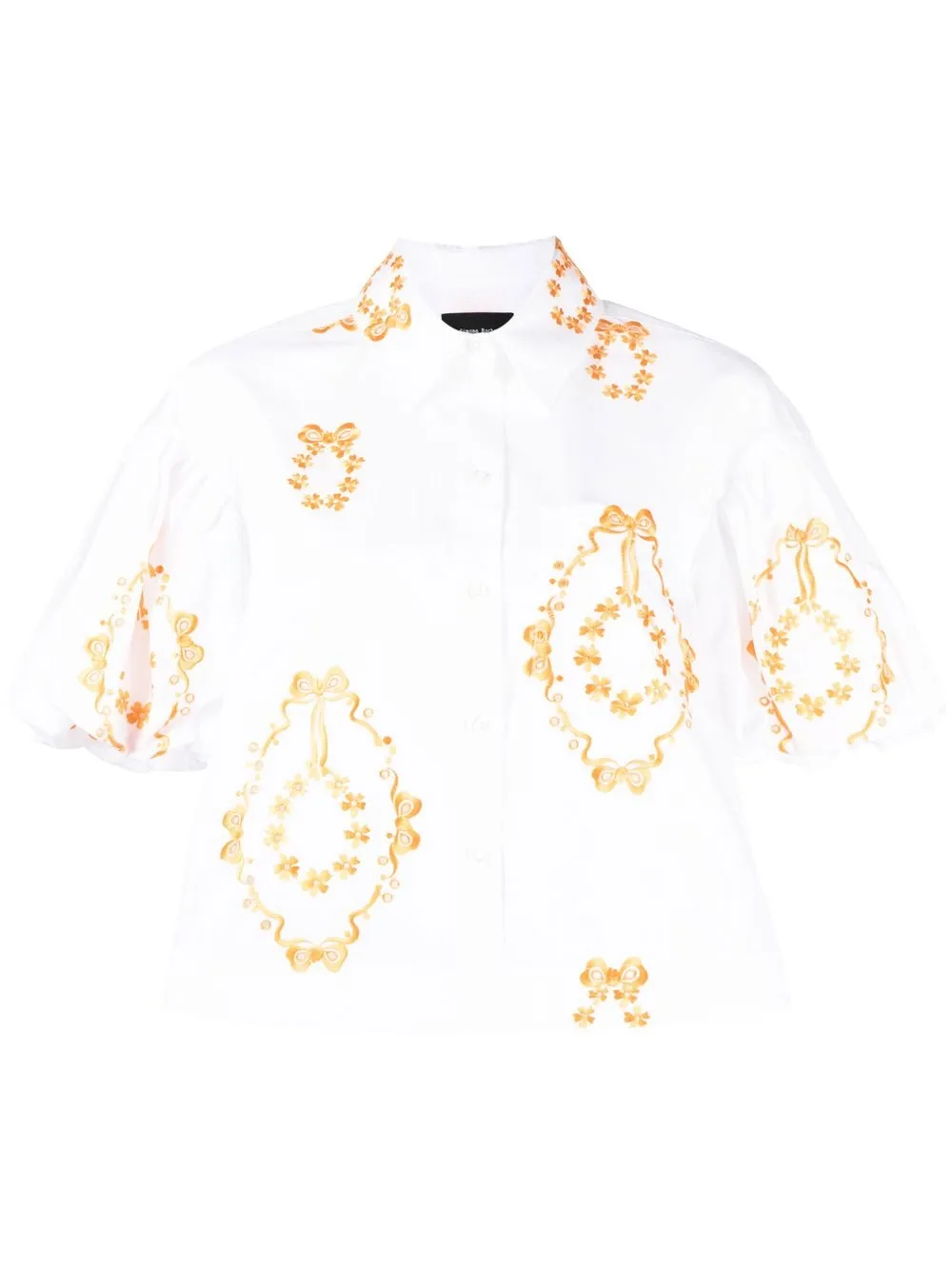 

Simone Rocha wreath-embroidered puff-sleeve shirt - White