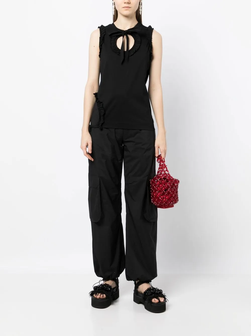 Simone Rocha Tanktop met ruches - Zwart