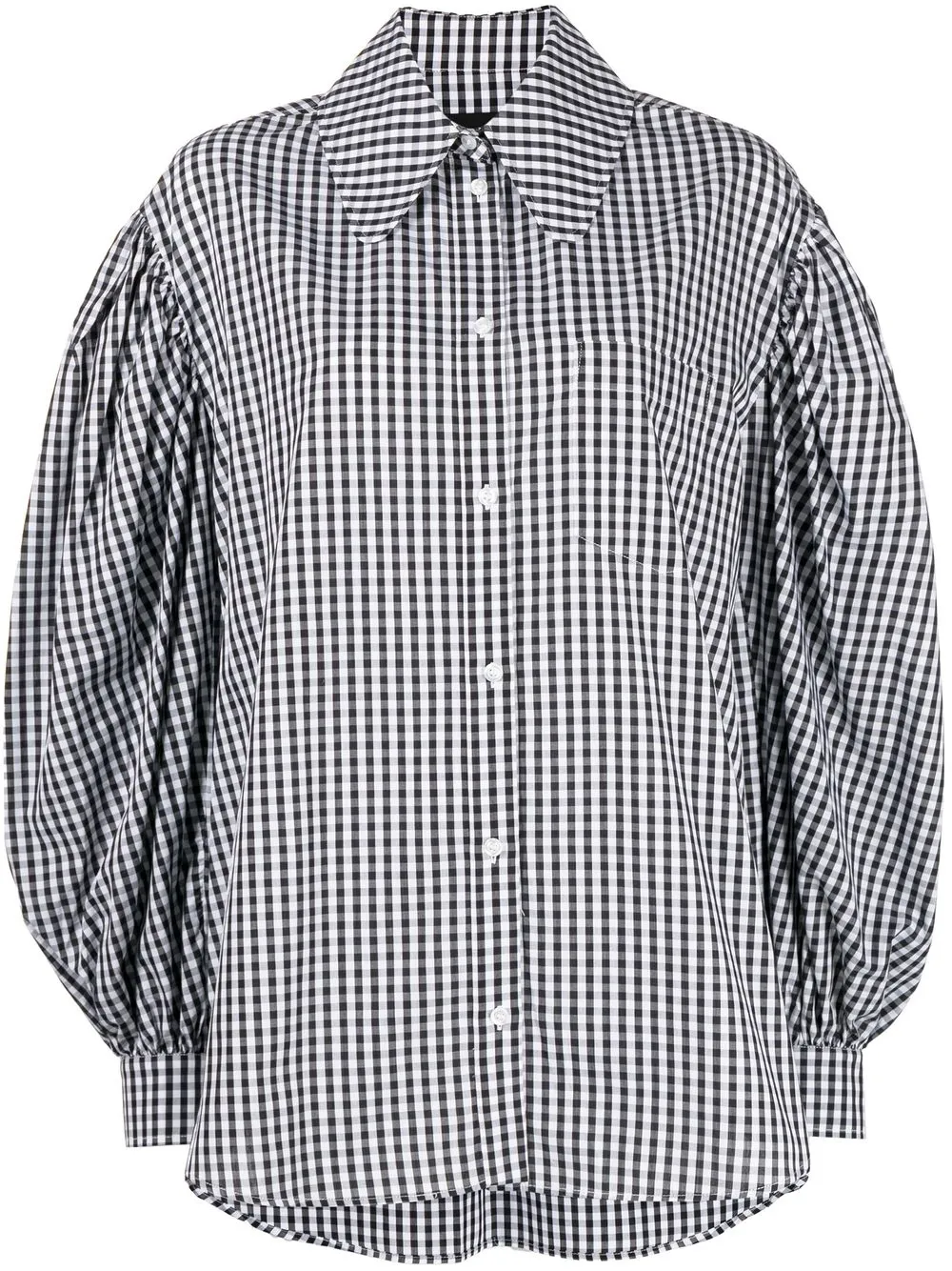 

Simone Rocha gingham-check puff-sleeve shirt - Black