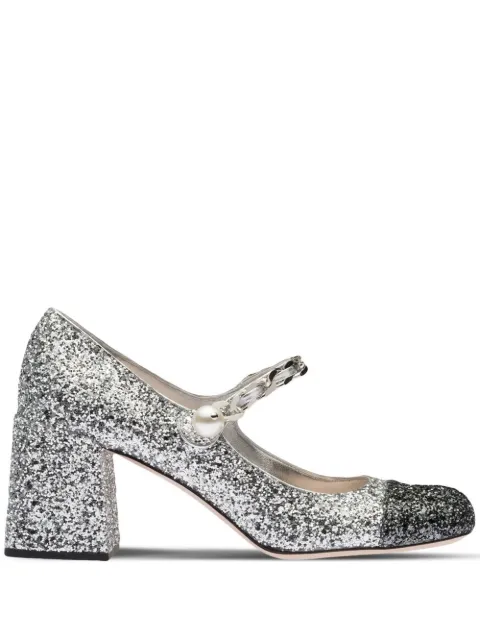 Miu Miu 75mm  glitter contrasting-toecap pumps