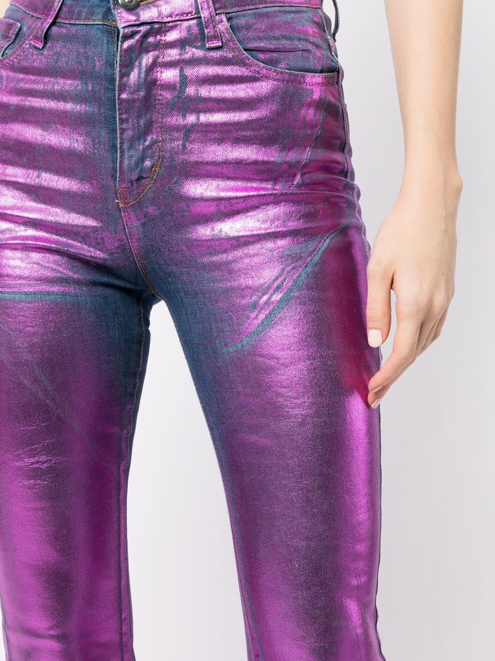 Shop Madison.maison Metallic-effect Laminated Jeans In Pink