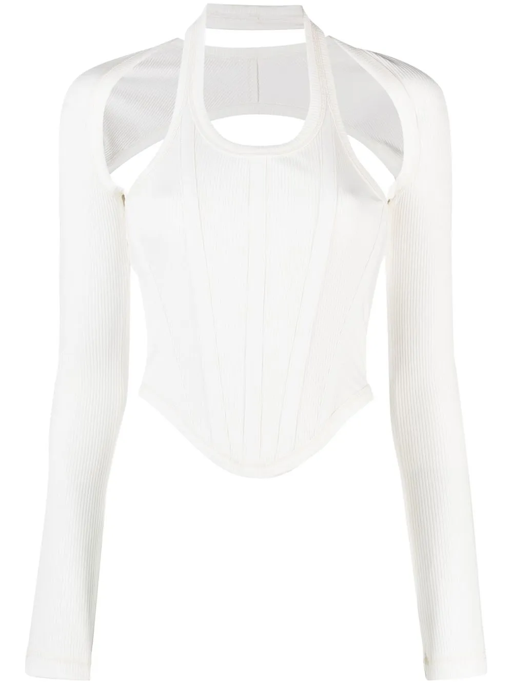 Dion Lee Modular Cutout Ribbed Stretch-cotton Jersey Bustier Top In Ivory