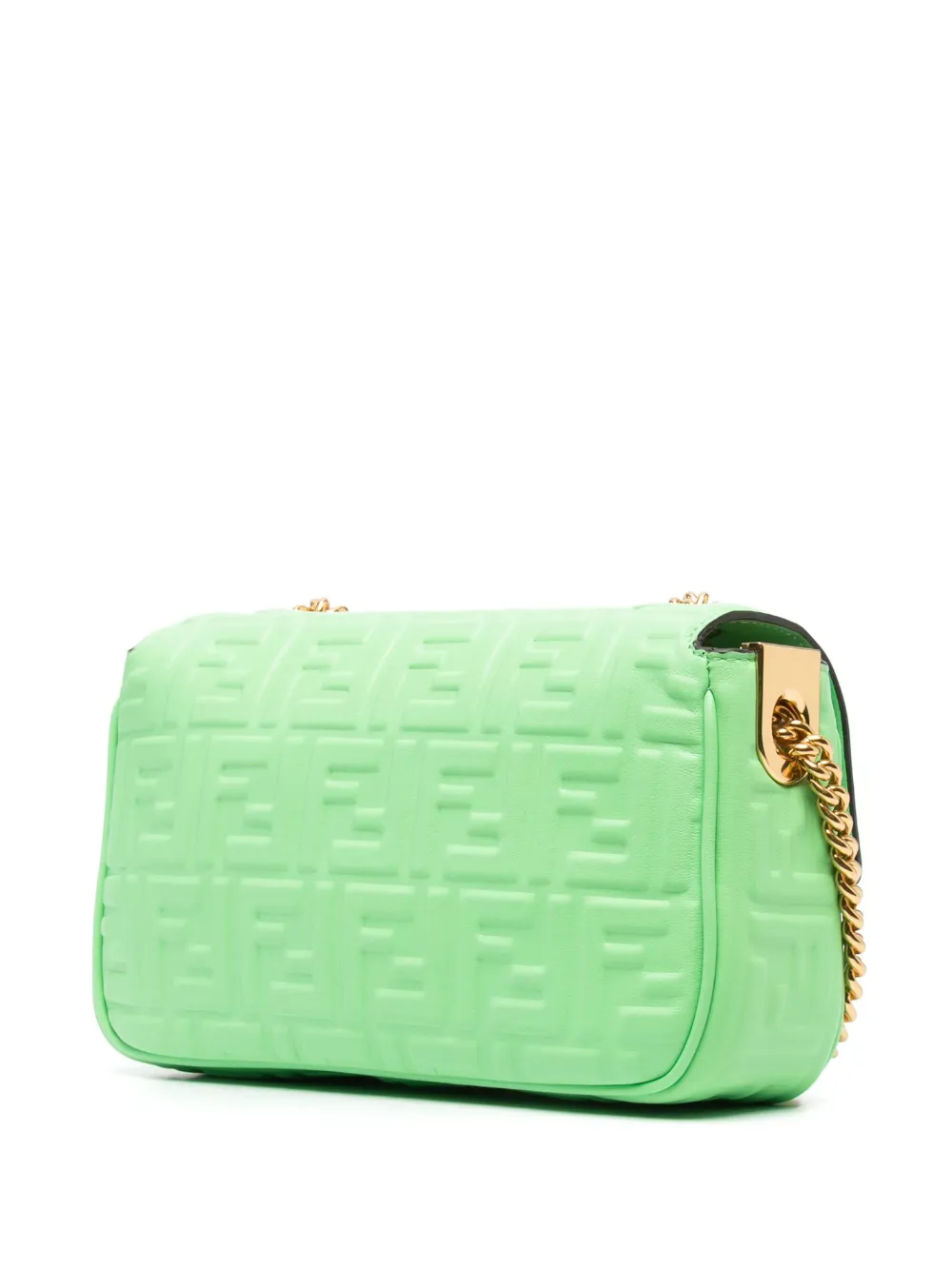 Shop Fendi Medium Baguette Chain Shoulder Bag In Green