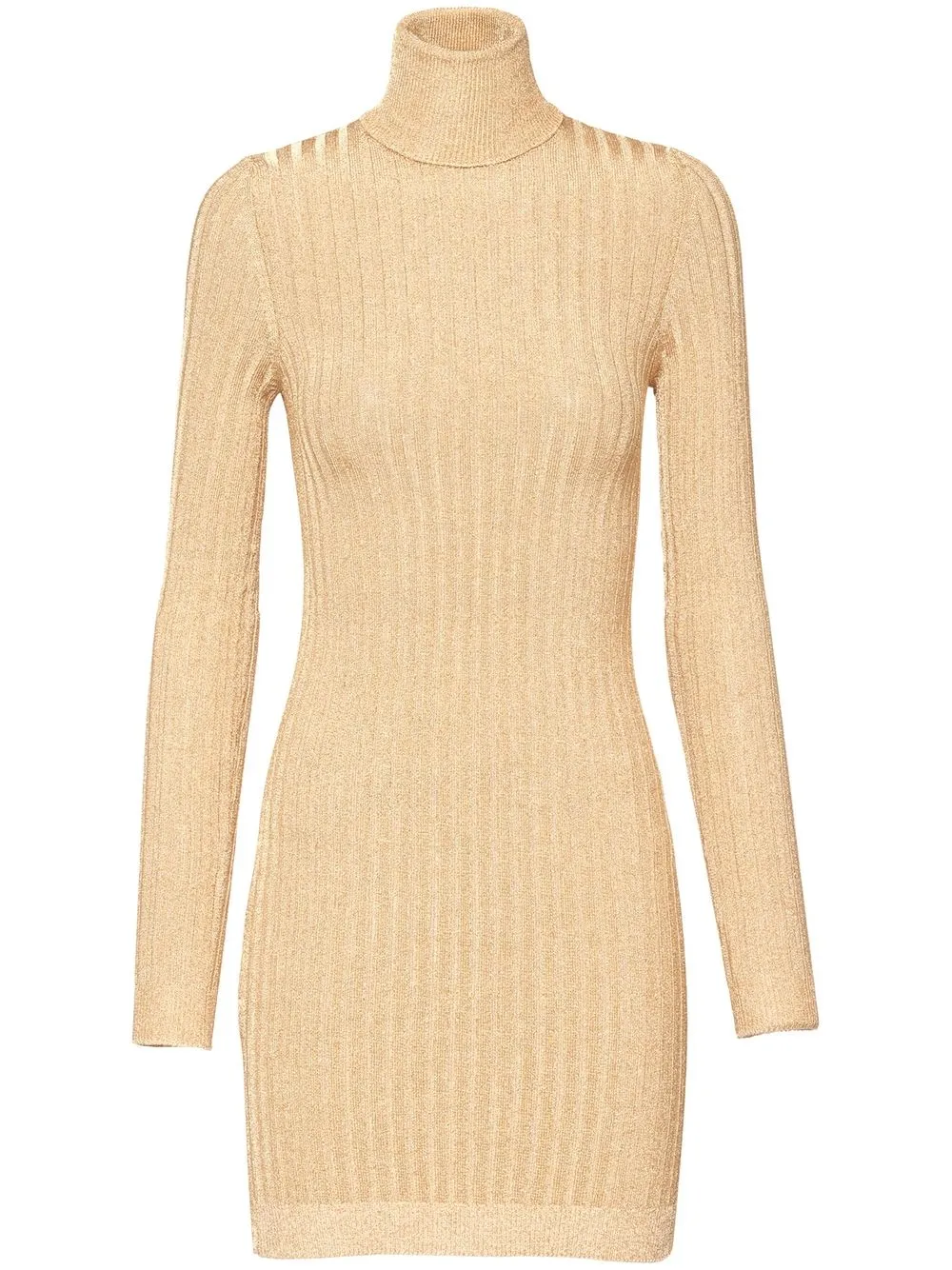 Miu Miu High-neck Lamé Dress In Gold