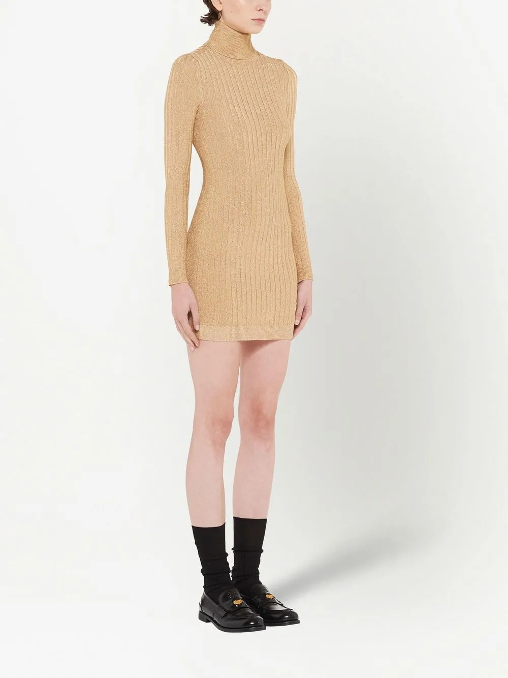 roll-neck lamé dress