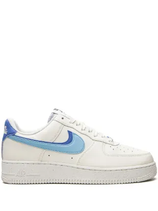white air force ones with blue swoosh